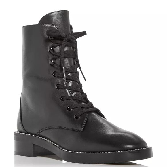 Stuart Weitzman Women's Sondra Shine Embellished Combat Boots size 6 - Picture 1 of 10